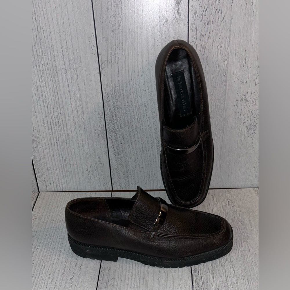 Details Brown Leather Loafers Preppy